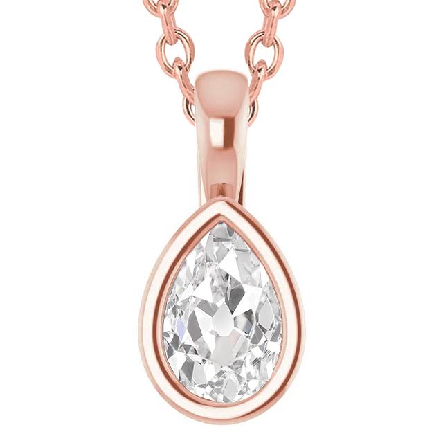 Pendentif Réel Diamant Solitaire Pour Femme Serti Lunette Sertie Poire Vieux Mineur 5 Ct.