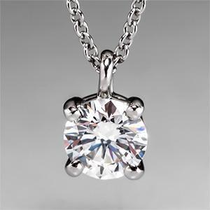 Pendentif Réel Diamant Solitaire Rond 1.5 Ct Bijoux En Or Blanc