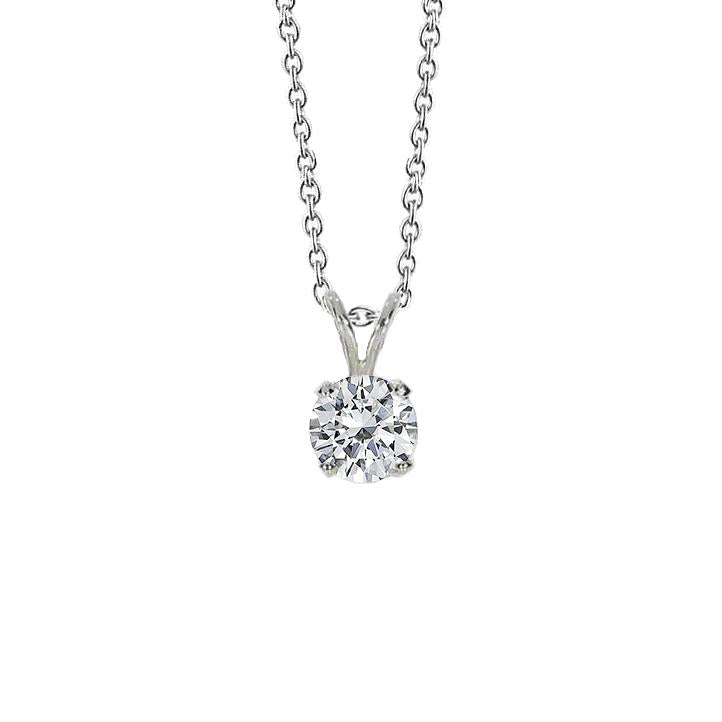 Pendentif Réel Diamant Solitaire Rond 2 Carats En Or Blanc Jeweley Nouveau