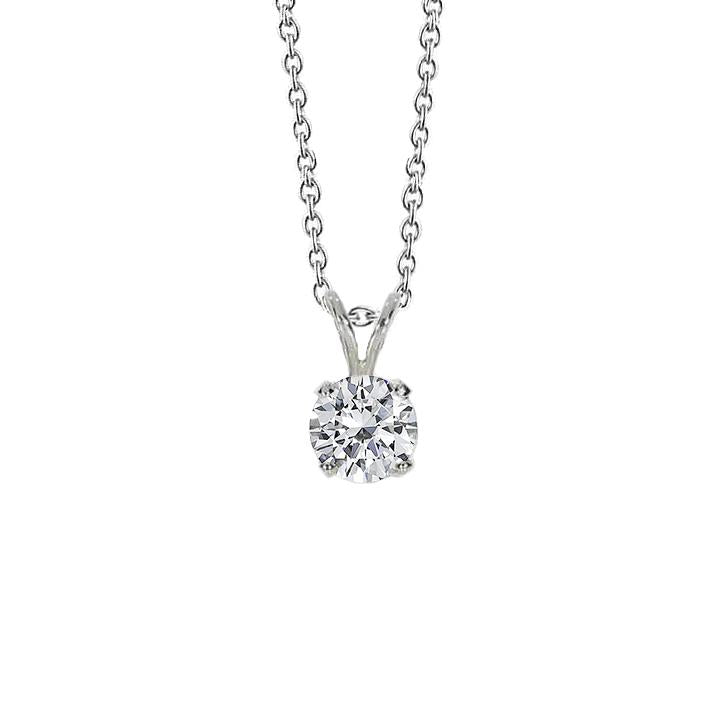 Pendentif Réel Diamant Solitaire Rond 2 Carats En Or Blanc Jeweley Nouveau