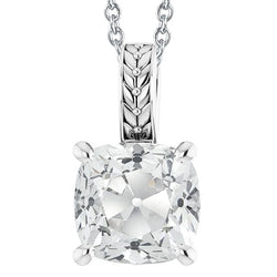 Pendentif Réel Diamant Solitaire Style Vintage Coussin Old Cut 5 Carats