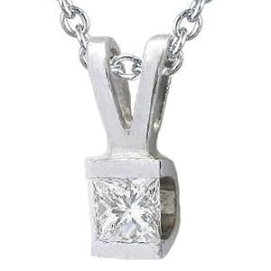 Pendentif Réel Diamant Taille Princesse 1.50 Ct Bijoux Étincelants Or Blanc 14 Carats