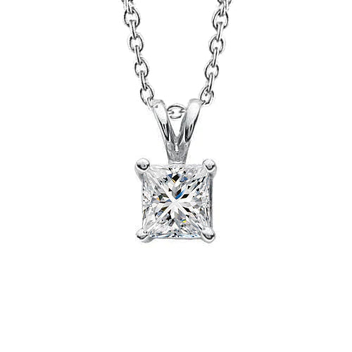 Pendentif Réel Diamant Taille Princesse 4 Carats