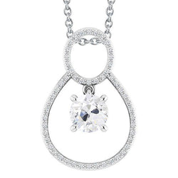 Pendentif Réel diamant Vieux mineur en or blanc avec chaîne 3 carats sertie de griffes