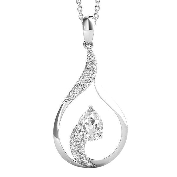 Pendentif Réel diamant double griffe rond et taille poire