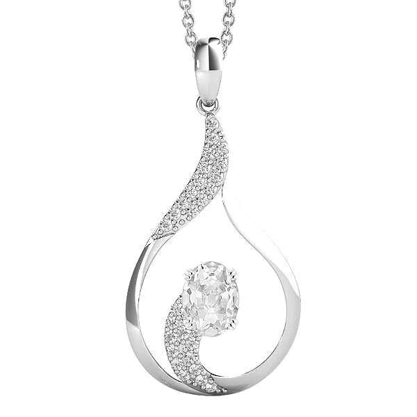 Pendentif Réel diamant double griffe taille ronde et ovale