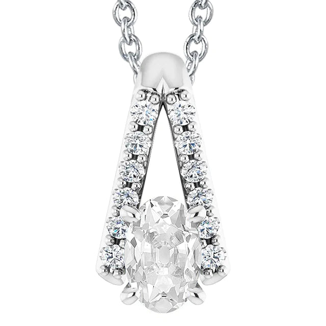 Pendentif Réel diamant pour femme Slide Jewelry Oval Old Cut 5.50 Carats
