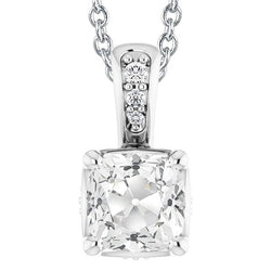 Pendentif Réel diamant pour femme avec coussin à bélière Vieux mineur 6 carats serti de griffes