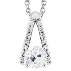 Pendentif Réel diamant rond ancien mineur avec collier à glissière 4 carats