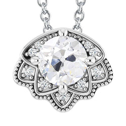 Pendentif Rond ancienne mine Réel Diamant 5.50 Carats Avec Chaîne Or Blanc 14K