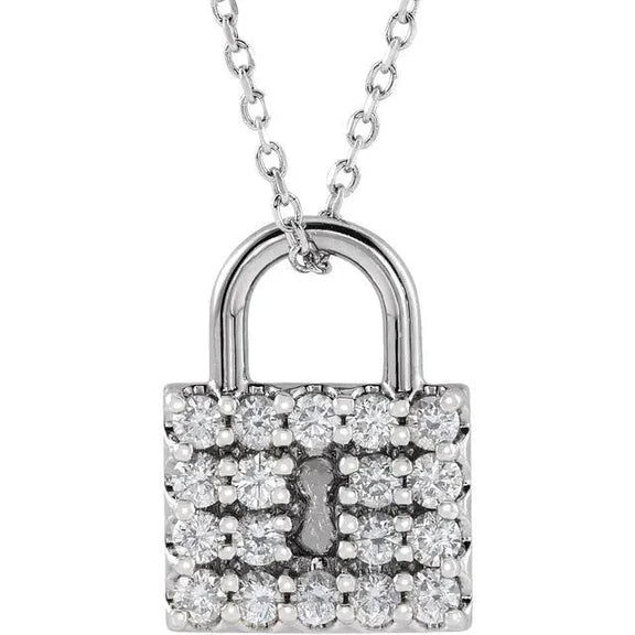 Pendentif Serrure Authentique Diamant 0.90 Carats F Vs1 Bijoux