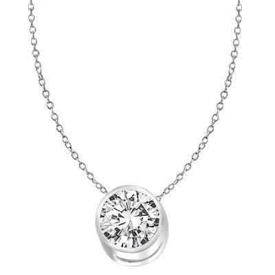 Pendentif Serti De Naturel Diamants Coupe Ronde 1 Carat