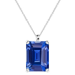 Pendentif Solitaire Émeraude Saphir de Ceylan Bijou Femme 3.50 Carats