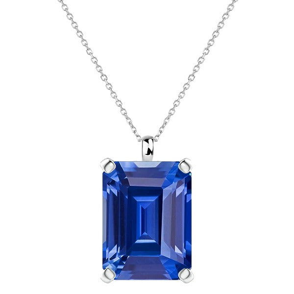 Pendentif Solitaire Émeraude Saphir de Ceylan Bijou Femme 3.50 Carats