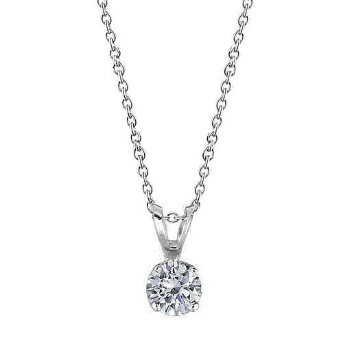 Pendentif Solitaire En Réel Diamant Rond 1 Carat WG 14K Serti De Griffes