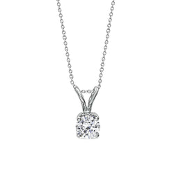 Pendentif Solitaire Naturel Diamant Rond 0.40 Carats Or Blanc 14K Nouveau