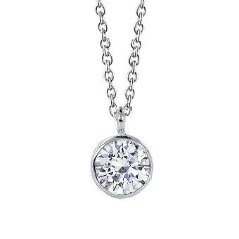 Pendentif Solitaire Naturel Diamant Rond Serti Clos 2 Carats Or Blanc 14 Carats