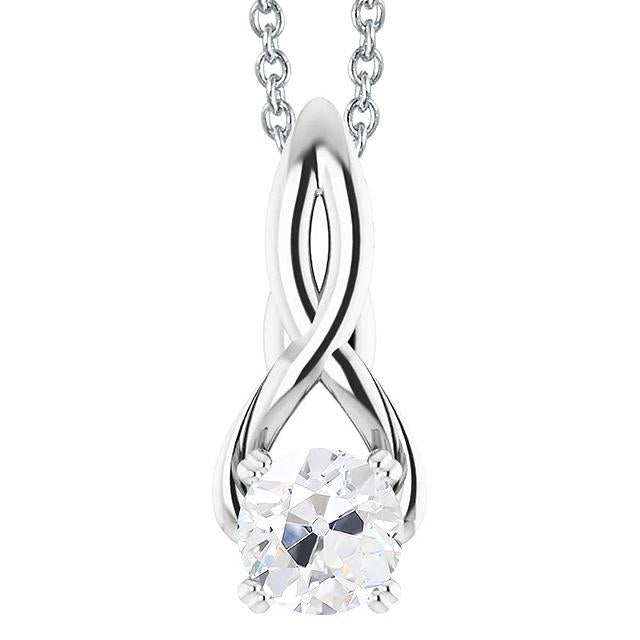 Pendentif Solitaire Naturel Diamant Rond Vieux mineur Style Torsadé 1.50 Carats