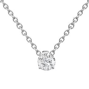 Pendentif Solitaire Réel Diamant 0.40 Ct. Bijoux Or Blanc 14K