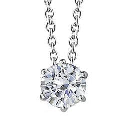 Pendentif Solitaire Réel Diamant Rond 1 Carat Or Blanc Femme Bijoux