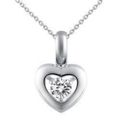 Pendentif Solitaire Réel Diamant Rond en Forme de Coeur 0.50 Ct Or Blanc 14K