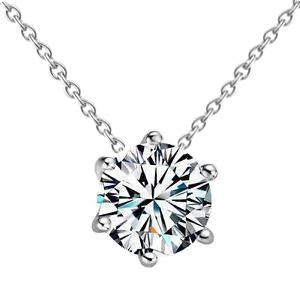 Pendentif Solitaire Réel Diamant Serti Six Griffes Or Blanc 0.75 Carat 14K