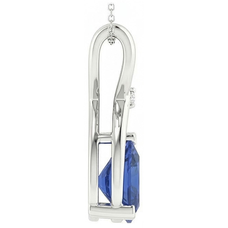 Pendentif Trillion Blue Sapphire & Diamond avec chaîne V Prong 2.75 quilates