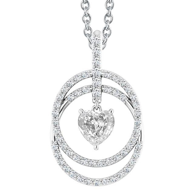 Pendentif Véritable Diamant Coeur ancienne mine Cut 3.50 Carats Griffe Sertie Avec Bélière