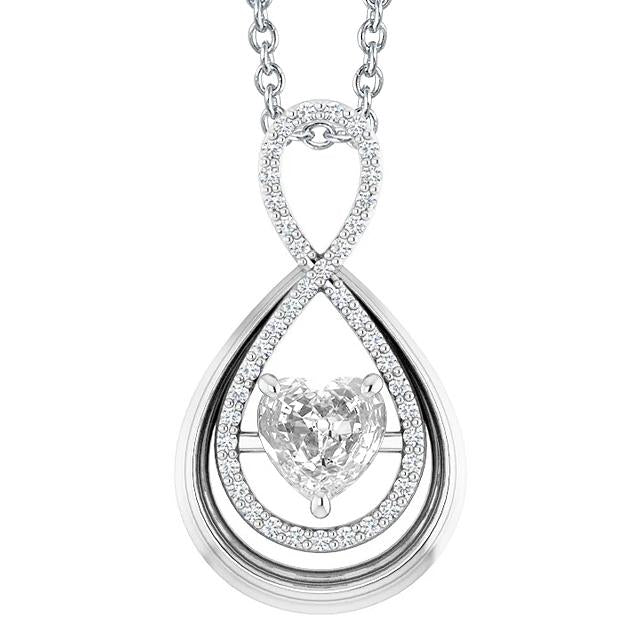 Pendentif Véritable Diamant Forme Poire Rond & Coeur Vieux Mineur 3.50 Carats 14K