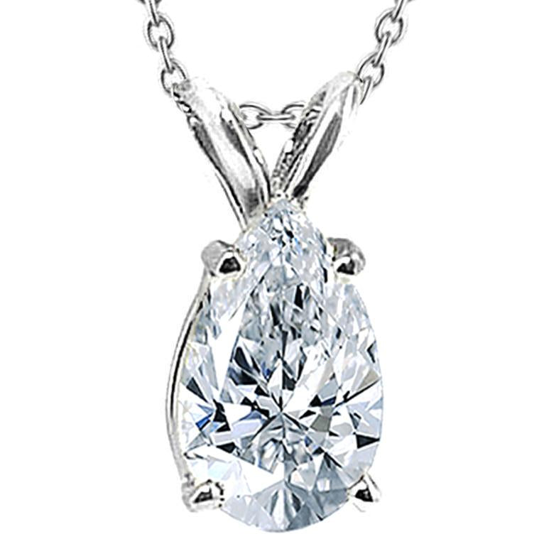 Pendentif Véritable Diamant Poire Avec Chaîne 1 Ct. Collier De Diamants