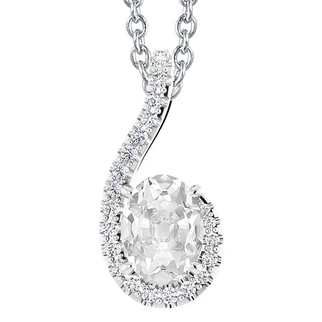 Pendentif Véritable Diamant Pour Femme Slide Bijoux Halo Oval Vieux Mineur 5.50 Carats