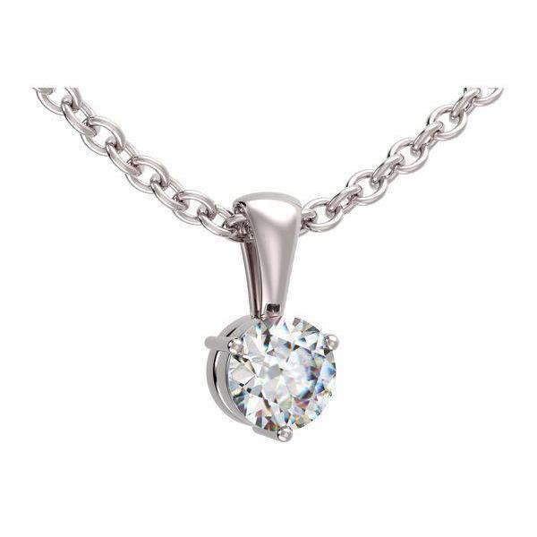 Pendentif Véritable Diamant Rond Serti De Trois Griffes De 1 Carat En Or Blanc 14K