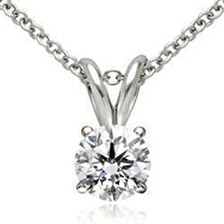 Pendentif Véritable Diamant Solitaire Serti De Griffes En Or Blanc 14K 1 Ct