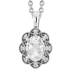 Pendentif Véritable Diamant Style Antique Slide Ovale Vieux mineur 5 Ct. Style De Fleur