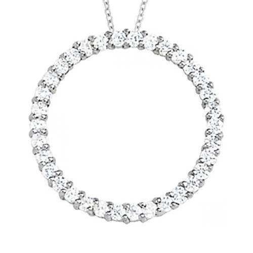 Pendentif Véritable Diamants Ronds De Style Cercle 1.20 Ct. Sans Chaîne Or 14K