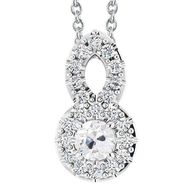 Pendentif Véritable diamant en or 14 carats Coupe Ronde ancien mineur 4 carats serti de griffes