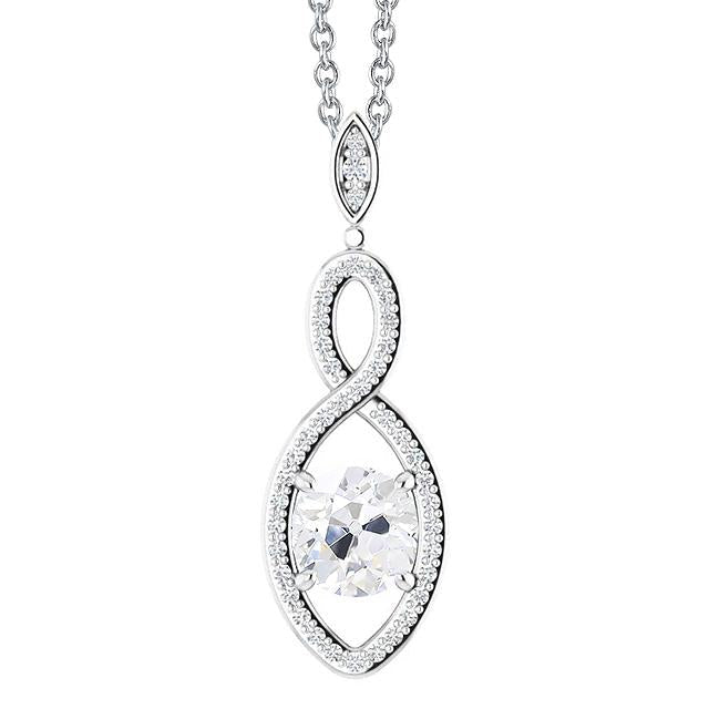 Pendentif Véritable diamant en or 14K Coupe Ronde Vieux mineur 2.50 carats serti de griffes