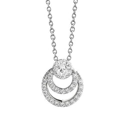 Pendentif cercle halo en or blanc avec Naturel diamant rond et taille poire