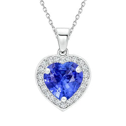 Pendentif coeur saphir bleu clair et diamant Halo pour femme 5.50 Carats