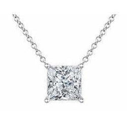 Pendentif collier Authentique diamant solitaire taille princesse 1 carat