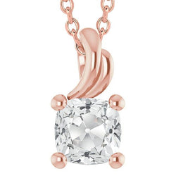 Pendentif en Naturel diamant taille coussin pour femme de 5 carats, or rose 14K