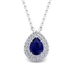 Pendentif en diamant et saphir de Ceylan taille poire. bijoux pour femme 1.75 ct.