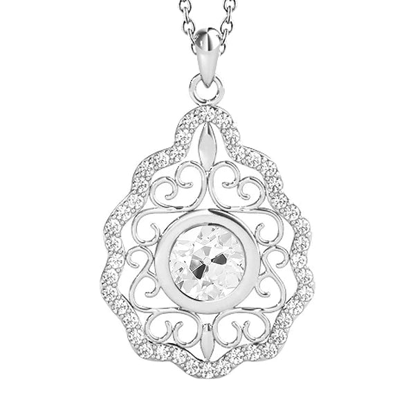 Pendentif fantaisie Réel diamant rond serti clos