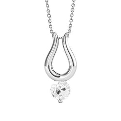 Pendentif fer à cheval en Réel diamant avec chaîne ronde ancienne sertie de griffes de mineur 1 carat