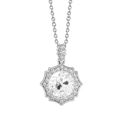 Pendentif halo Réel Diamant rond serti griffes