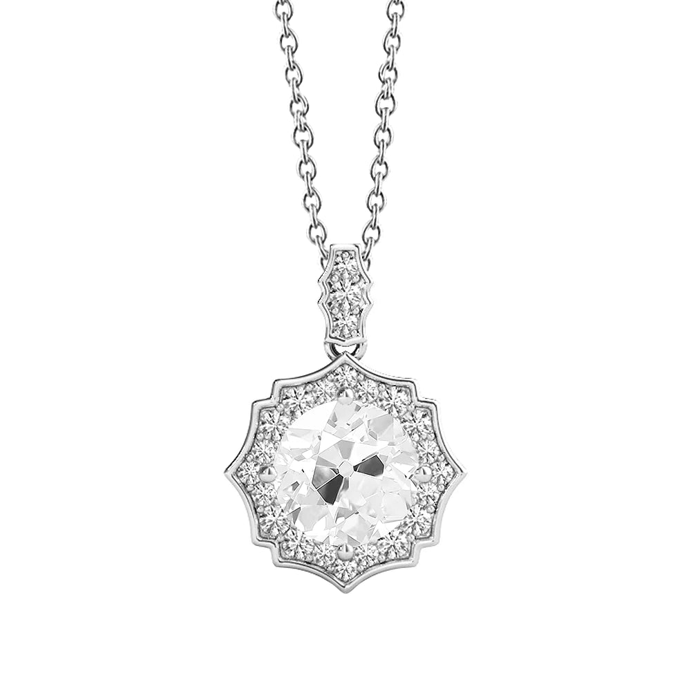 Pendentif halo Réel Diamant rond serti griffes