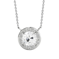 Pendentif halo en or blanc serti de Authentique diamants ronds