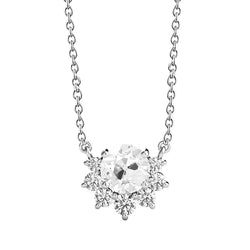 Pendentif or blanc Authentique diamant rond 3 carats