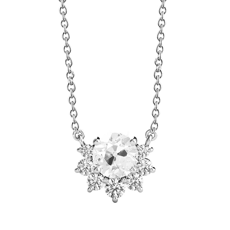 Pendentif or blanc Authentique diamant rond 3 carats