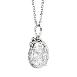 Pendentif or blanc Naturel diamant taille ovale et rond